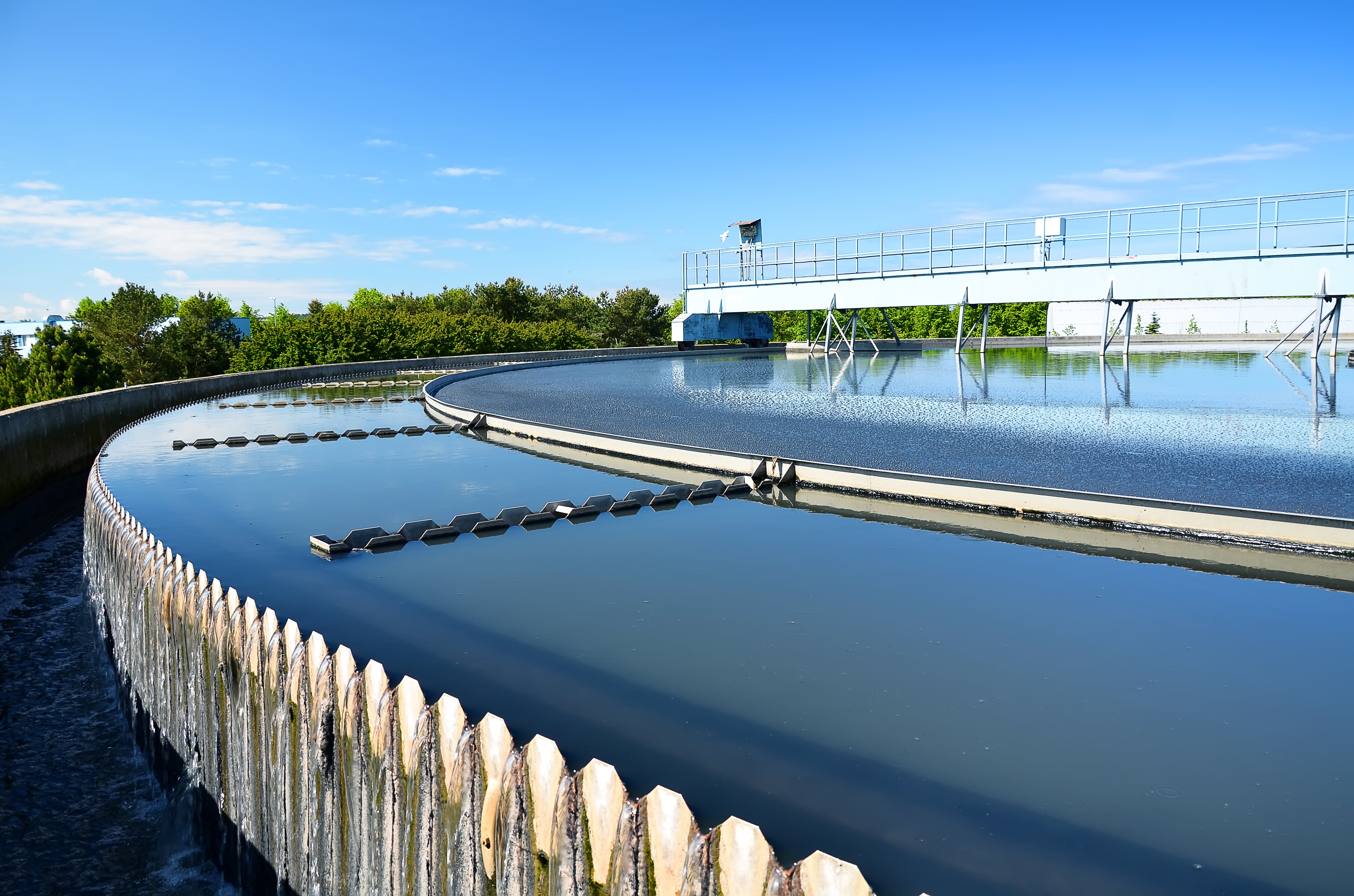 Biological wastewater treatment plant - clarifier tanks