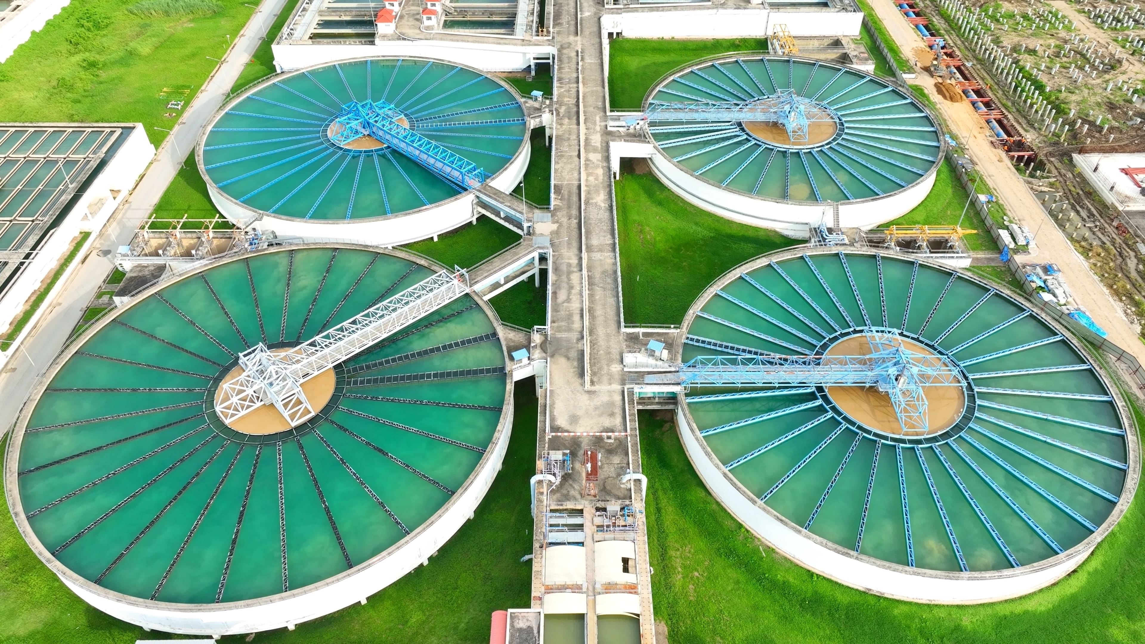 Wastewater treatment plant aerial view